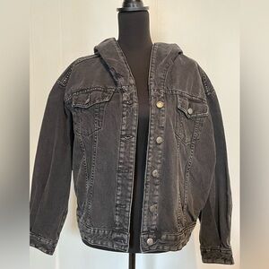 wild fable, Black Denim Hooded Trucker Jacket, xs, NWOT